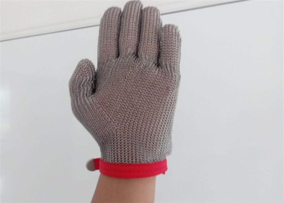 Silberne Farbe geschweißte Chainmail-Ausschnitt-Handschuhe, Sicherheit Chainmail-Küchen-Handschuh
